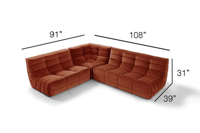 Russo2 sectional 3 piece sofa